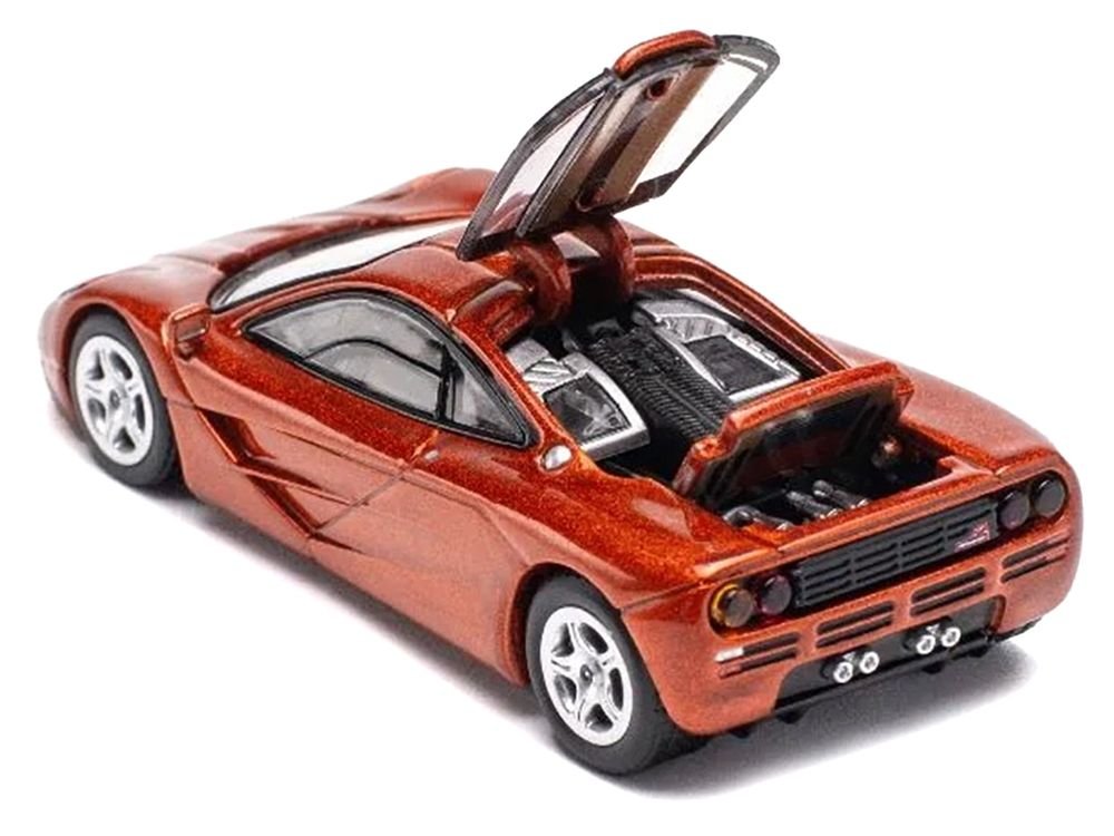 McLaren F1 Orange Metallic 1/64 Diecast Model Car by Pop Race view 4