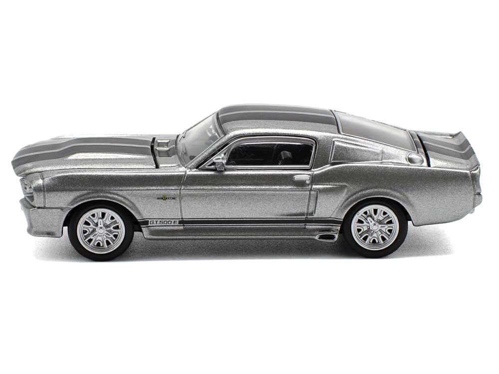 Shelby Mustang GT500 Gray Metallic with Black Stripes 1/64 Diecast Model Car by Pop Race view 3