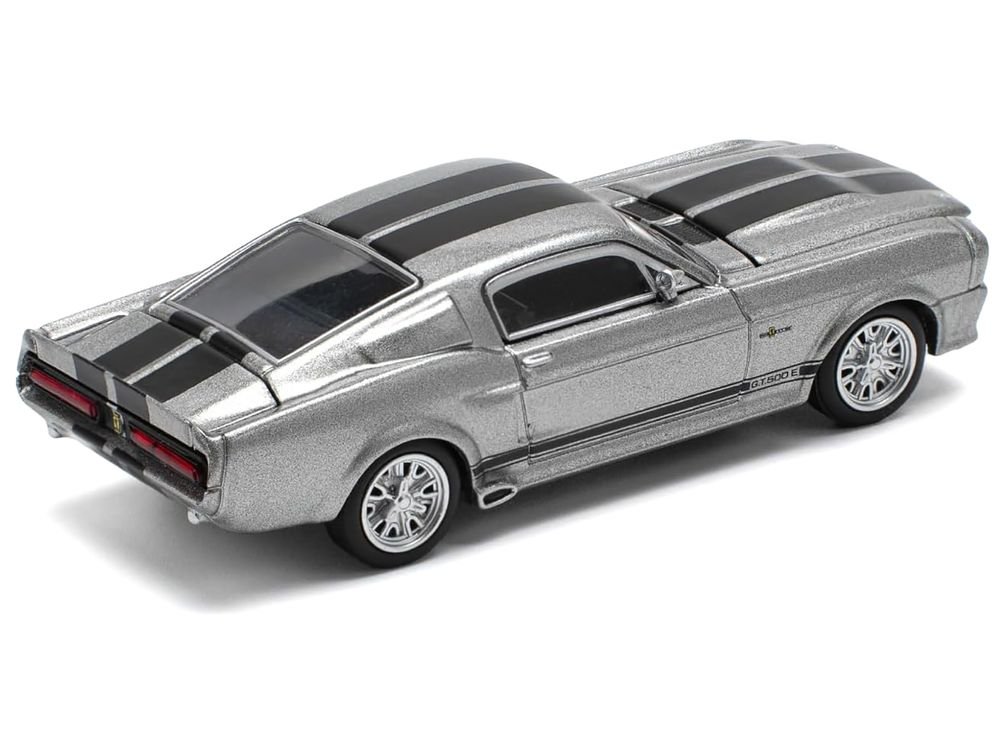 Shelby Mustang GT500 Gray Metallic with Black Stripes 1/64 Diecast Model Car by Pop Race view 5
