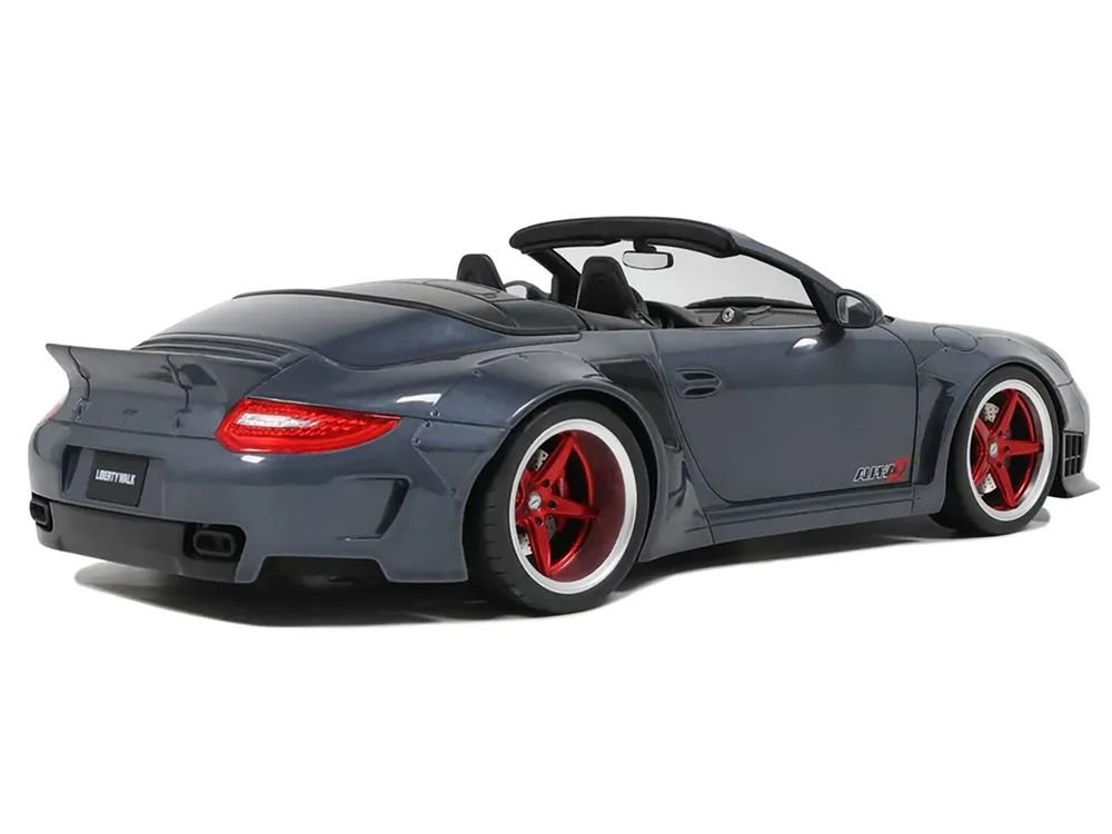 Porsche 911 LB-Works Alpha 9 Gray with Black Hood 1/18 Model Car by GT Spirit view 5