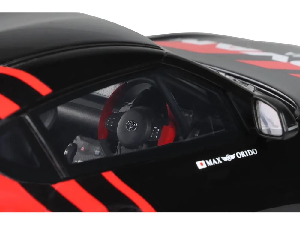 2020 Toyota Supra GR RHD (Right Hand Drive) "Advan" Black and Red 1/18 Model Car by GT Spirit view 3