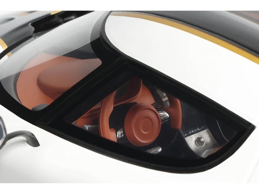 2023 Koenigsegg Regera White with Black Stripes 1/18 Model Car by GT Spirit view 3
