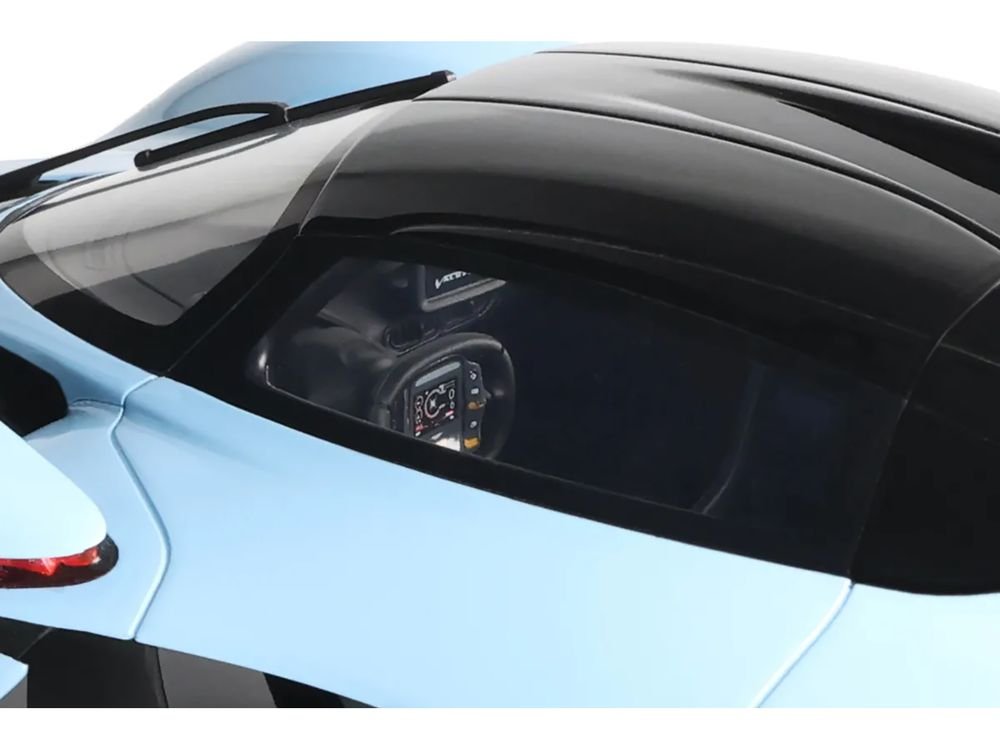 2023 Aston Martin Valkyrie Light Blue with Black Top 1/18 Model Car by GT Spirit view 2