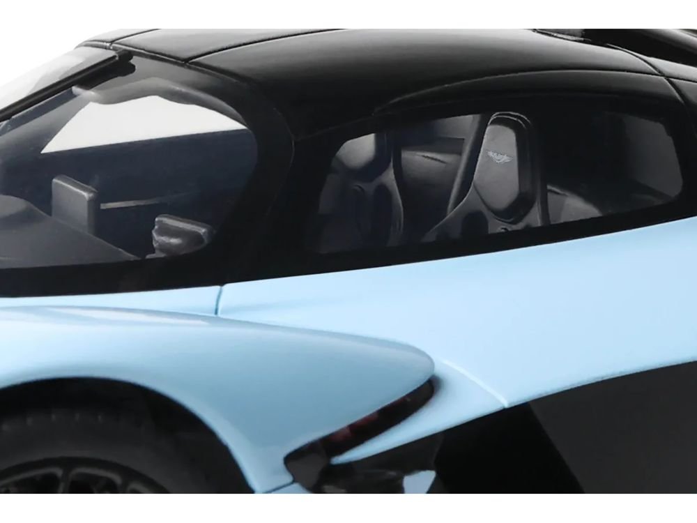 2023 Aston Martin Valkyrie Light Blue with Black Top 1/18 Model Car by GT Spirit view 3