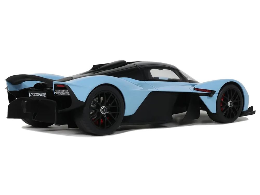 2023 Aston Martin Valkyrie Light Blue with Black Top 1/18 Model Car by GT Spirit view 4