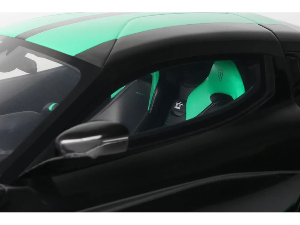 2023 Rimac Nevera Black with Green Stripes 1/18 Model Car by GT Spirit view 3