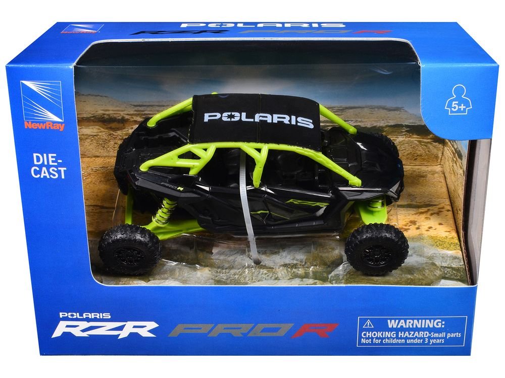 Polaris RZR Pro R UTV Black and Lime Green Diecast Model by New Ray view 3