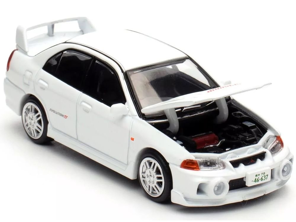 Mitsubishi Lancer Evolution IV RHD (Right Hand Drive) White "Indonesia Diecast Expo 2024 Exclusive" 1/64 Diecast Model Car by Pop Race view 2