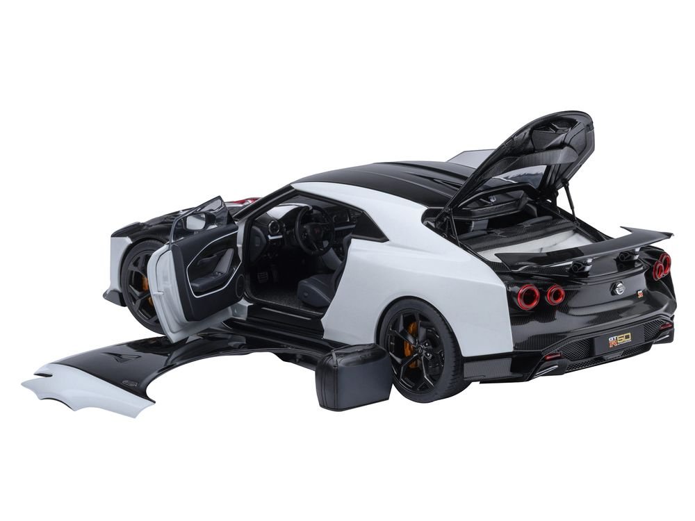 Nissan GT-R50 By ItalDesign Black and White Metallic 1/18 Model Car by Autoart view 2