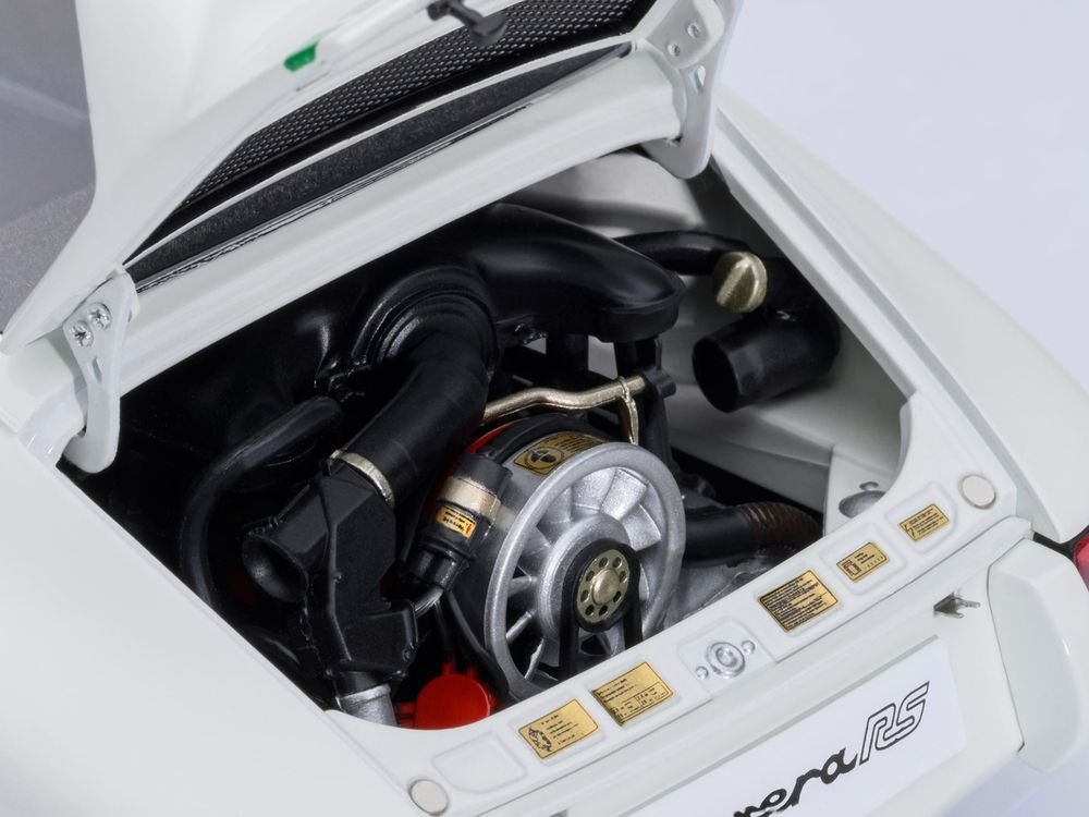 Porsche 911 Carrera 2.7 RS Grand Prix White with Green Stripes and Wheels 1/18 Model Car by Autoart view 5
