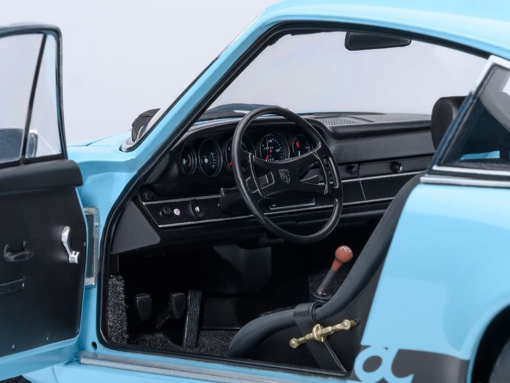 Porsche 911 Carrera 2.7 RS Gulf Blue with Black Stripes and Wheels 1/18 Model Car by Autoart view 3