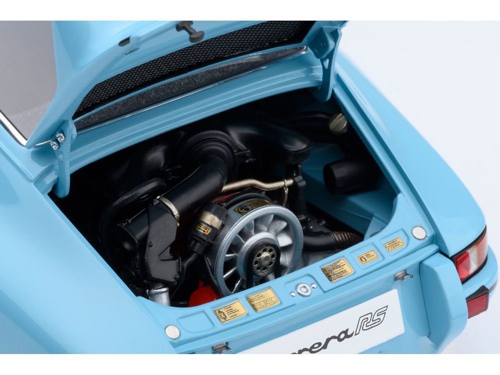 Porsche 911 Carrera 2.7 RS Gulf Blue with Black Stripes and Wheels 1/18 Model Car by Autoart view 4