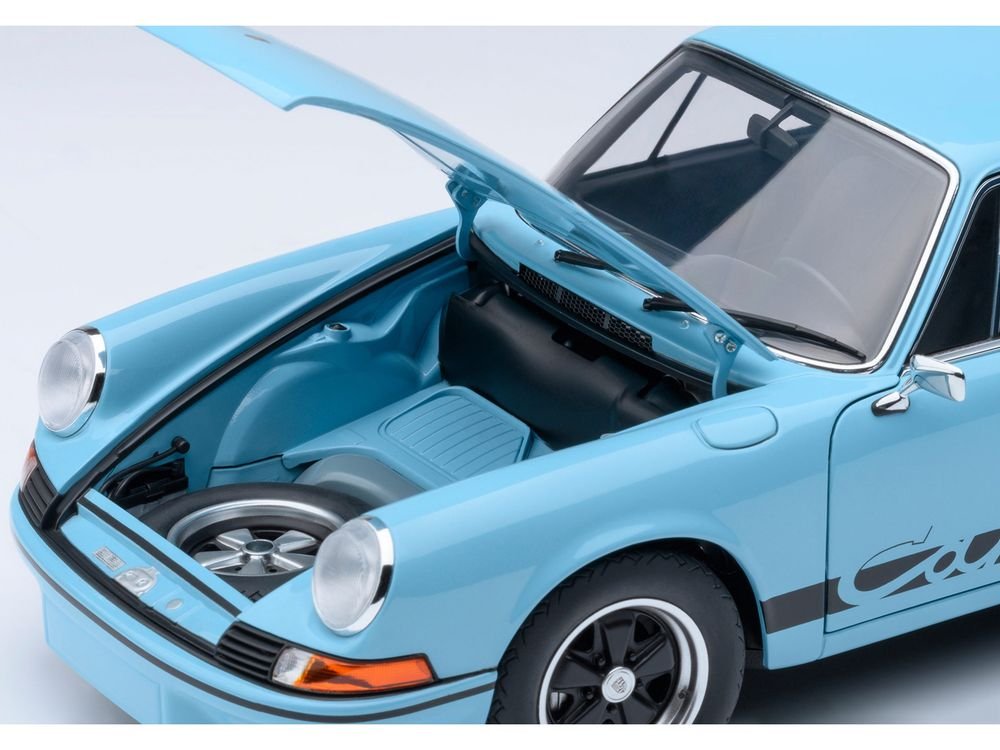Porsche 911 Carrera 2.7 RS Gulf Blue with Black Stripes and Wheels 1/18 Model Car by Autoart view 5