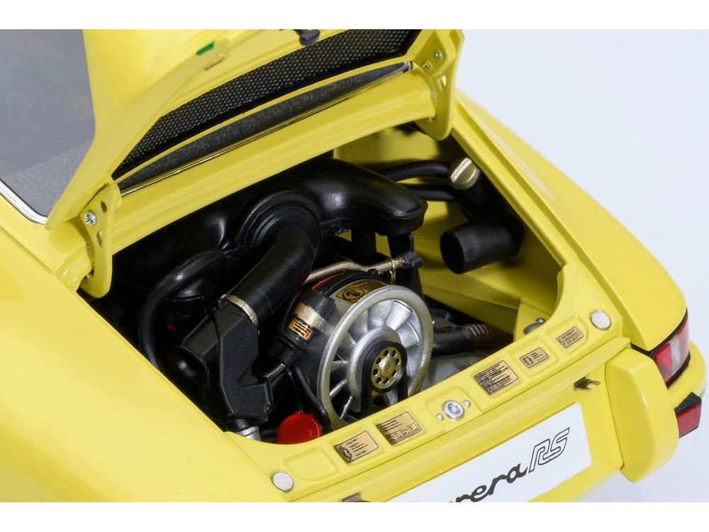 Porsche 911 Carrera 2.7 RS Light Yellow with Green Stripes and Wheels 1/18 Model Car by Autoart view 4