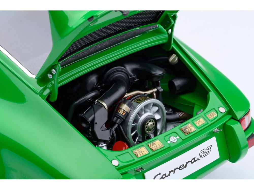 Porsche 911 Carrera 2.7 RS Viper Green with Black Stripes and Wheels 1/18 Model Car by Autoart view 5