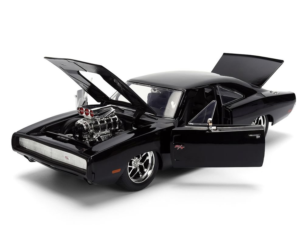 1970 Dodge Charger R/T Black "Furious 7" (2015) Movie "Fast & Furious" Series 1/24 Diecast Model Car by Jada view 2