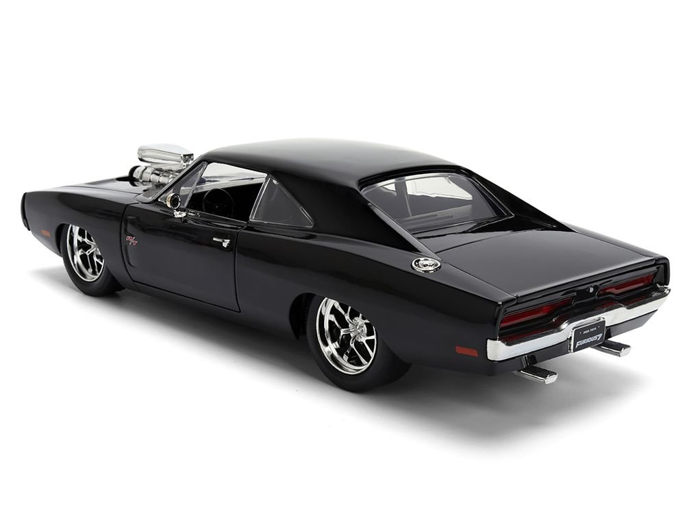 1970 Dodge Charger R/T Black "Furious 7" (2015) Movie "Fast & Furious" Series 1/24 Diecast Model Car by Jada view 4