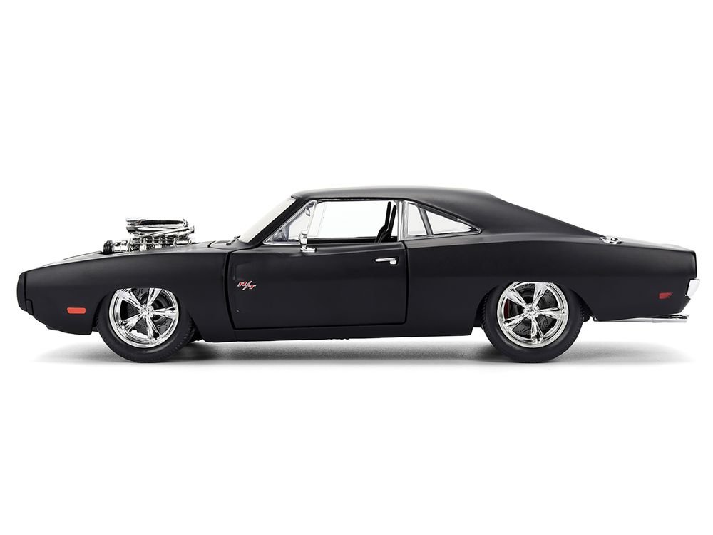 1970 Dodge Charger R/T Matt Black "Fast & Furious" (2009) Movie "Fast & Furious" Series 1/24 Diecast Model Car by Jada view 3