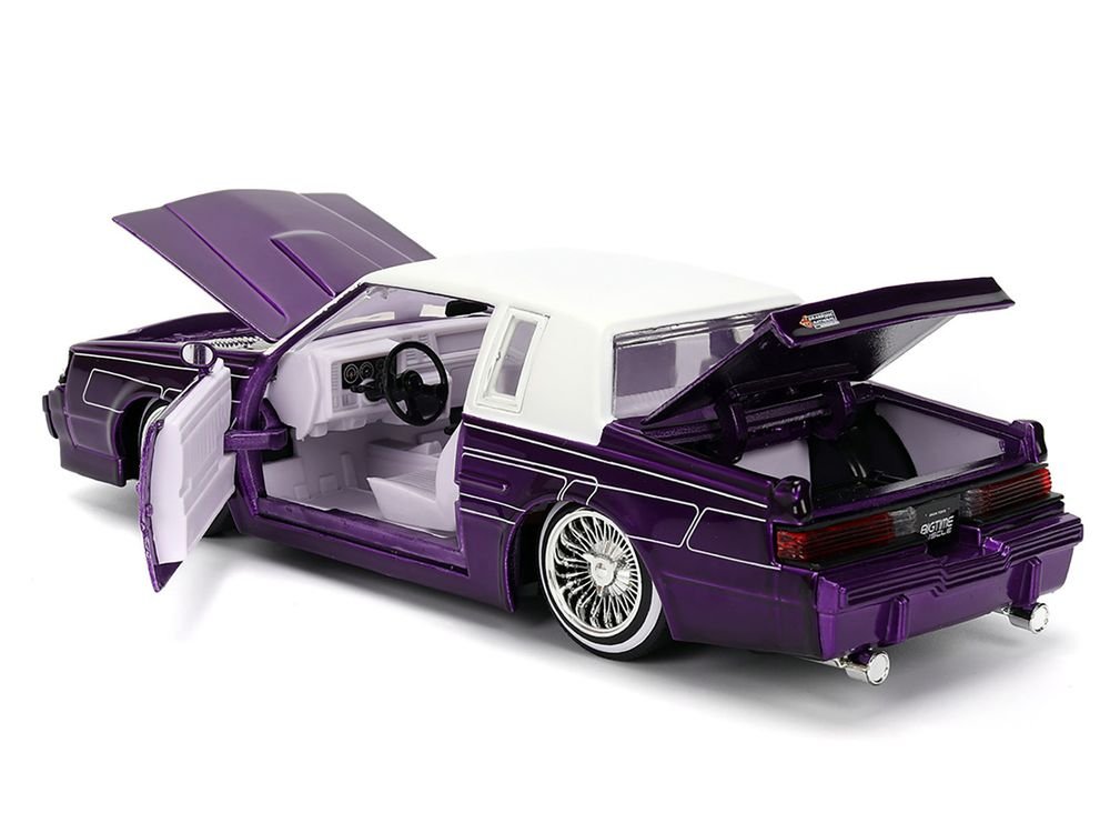 1987 Buick Grand National Candy Purple with Graphics and White Top and Interior "Bigtime Muscle" Series 1/24 Diecast Model Car by Jada view 4