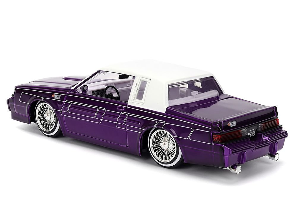 1987 Buick Grand National Candy Purple with Graphics and White Top and Interior "Bigtime Muscle" Series 1/24 Diecast Model Car by Jada view 5