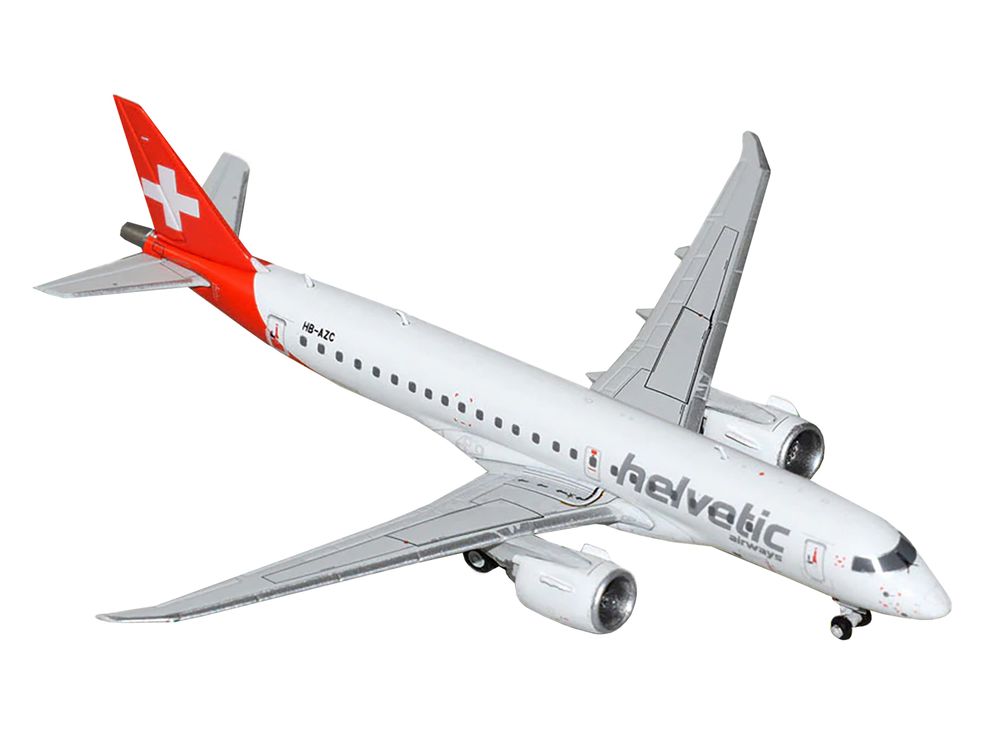 Embraer E190-E2 Commercial Aircraft "Helvetic Airways" (HB-AZC) White with Red Tail 1/400 Diecast Model Airplane by GeminiJets view 2