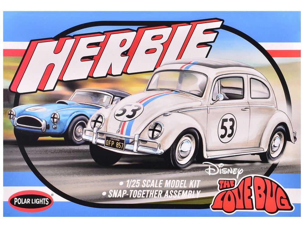 Skill 2 Model Kit Volkswagen Beetle Herbie "The Love Bug" (1969) Movie 1/25 Scale Model by Polar Lights