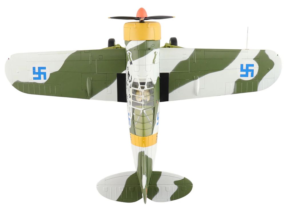 Brewster F2A Model 239 "Buffalo" Fighter Aircraft "BW364 LeLv 24 flown by Warrant Officer Ilmari Juutilainen" (1942) Finnish Air Force "Air Power Series" 1/48 Diecast Model by Hobby Master view 3