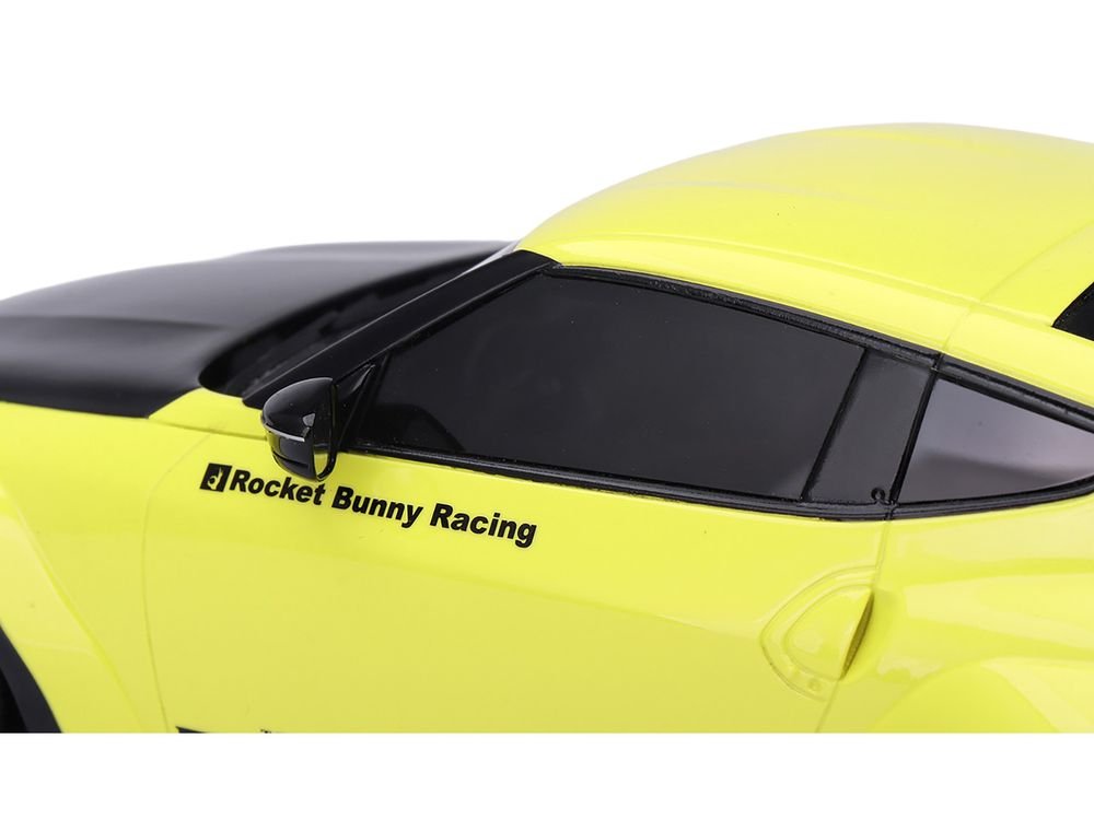 Nissan Z (RZ34) "Pandem" Ikazuchi Yellow with Matt Black Hood 1/18 Model Car by Top Speed view 2
