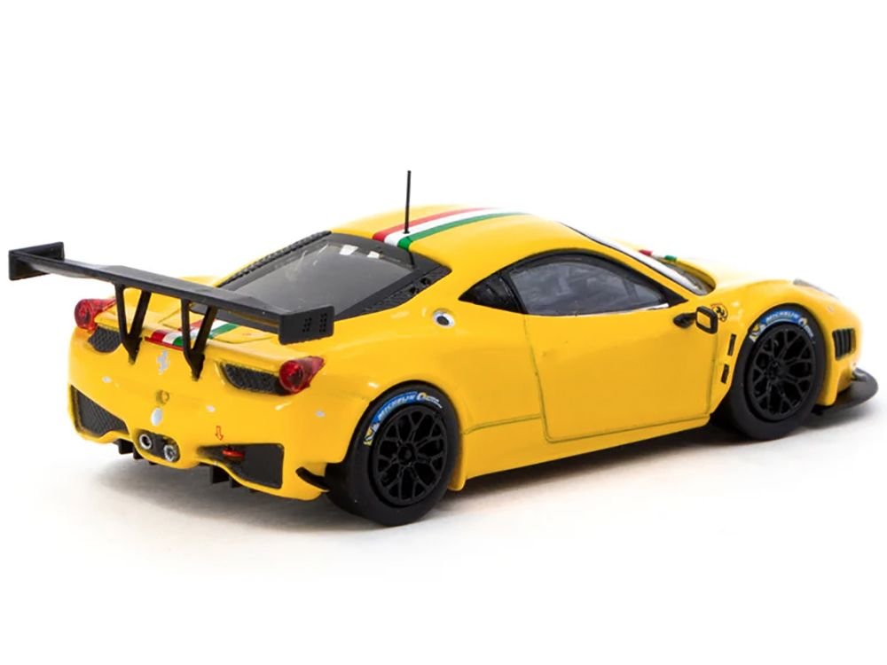 Ferrari 458 Italia GT3 Yellow with Italian Flag Stripes "Road64" Series 1/64 Diecast Model Car by Tarmac Works view 3