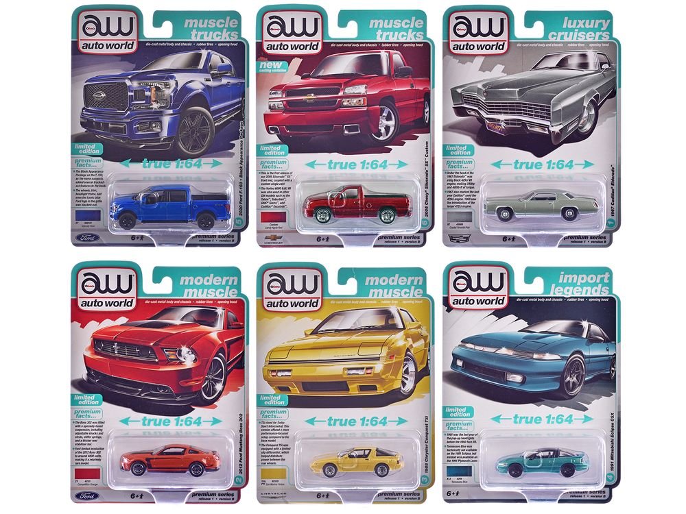 Auto World Premium 2025 Release 1 Set B of 6 pieces 1/64 Diecast Model Cars by Auto World