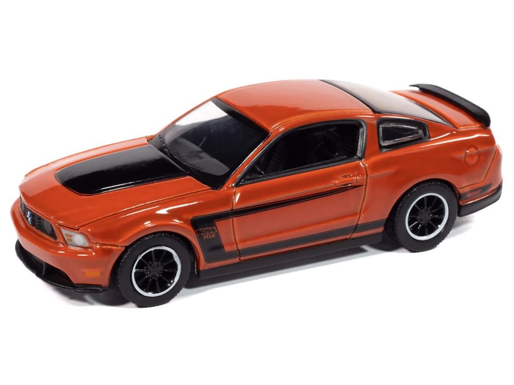 2012 Ford Mustang Boss 302 Competition Orange with Black Accents "Modern Muscle" Series 1/64 Diecast Model Car by Auto World view 2