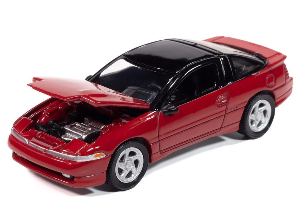 1991 Mitsubishi Eclipse GSX Maranello Red with Black Top "Import Legends" Series 1/64 Diecast Model Car by Auto World view 2