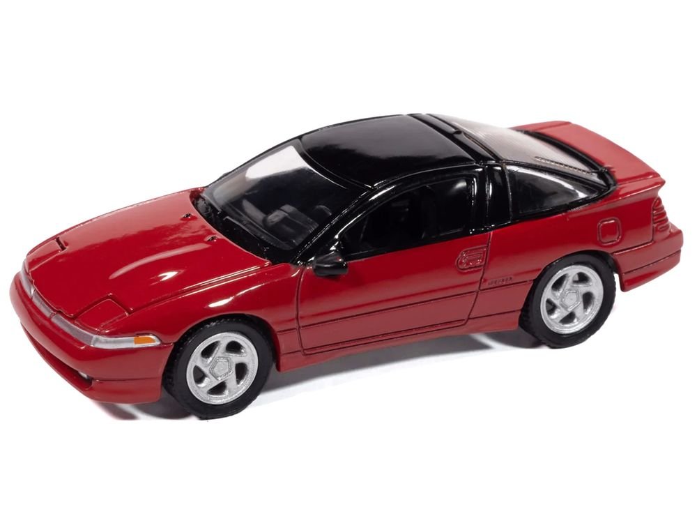 1991 Mitsubishi Eclipse GSX Maranello Red with Black Top "Import Legends" Series 1/64 Diecast Model Car by Auto World view 3