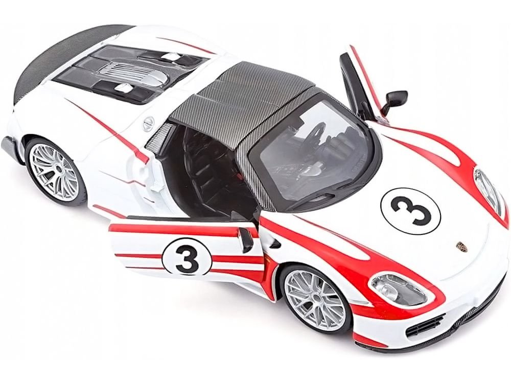 Porsche 918 Spyder Weissach #3 White 1/24 Diecast Model Car by Bburago view 2