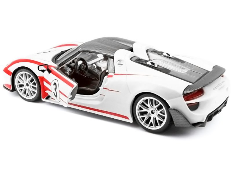 Porsche 918 Spyder Weissach #3 White 1/24 Diecast Model Car by Bburago view 3