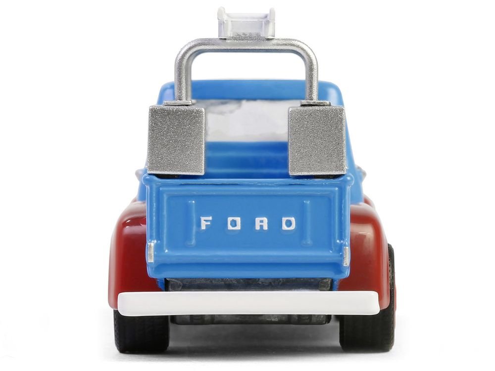 1956 Ford F-100 Pickup Truck with Tool Boxes and Ladders "Chevron" Blue and Red "Chevron Special Edition" Series 1 1/64 Diecast Model Car by Greenlight view 5