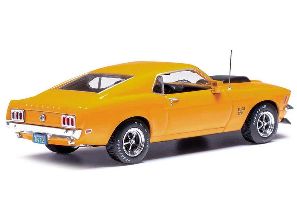 1970 Ford Mustang Boss 429 Bright Yellow with Black Hood Scoop 1/43 Diecast Model Car by IXO Models view 3