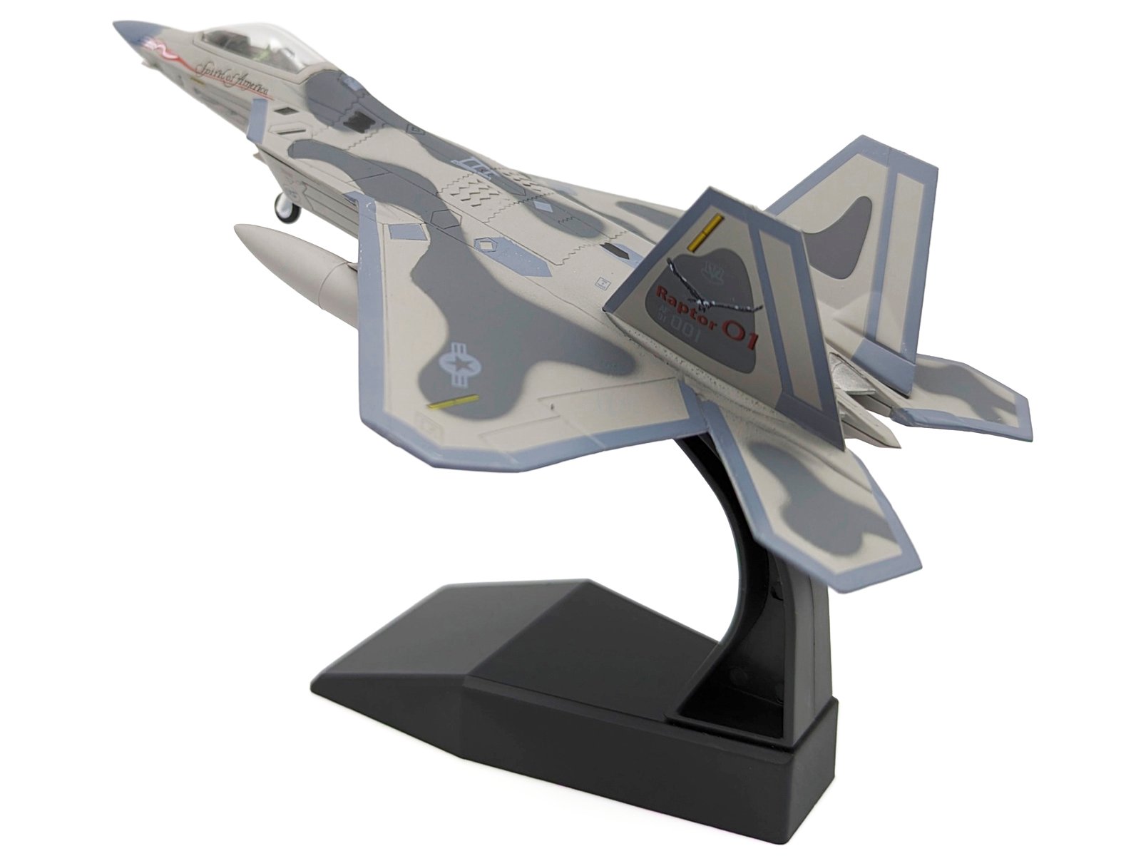 Lockheed Martin F-22A Raptor Aircraft "Spirit of America 412th Test Wing Edwards Air Force Base" (1997) United States Air Force 1/100 Diecast Model Airplane view 3