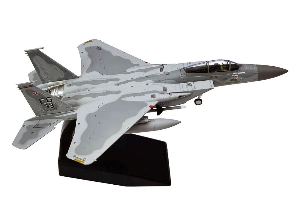 McDonnell Douglas F-15C Eagle Aircraft "MiG Killer Gulf Spirit 58th Tactical Fighter Squadron 33rd Tactical Fighter Wing Desert Storm" (1991) United States Air Force 1/100 Diecast Model Airplane view 2