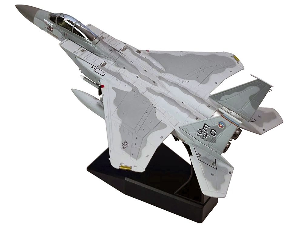 McDonnell Douglas F-15C Eagle Aircraft "MiG Killer Gulf Spirit 58th Tactical Fighter Squadron 33rd Tactical Fighter Wing Desert Storm" (1991) United States Air Force 1/100 Diecast Model Airplane view 3
