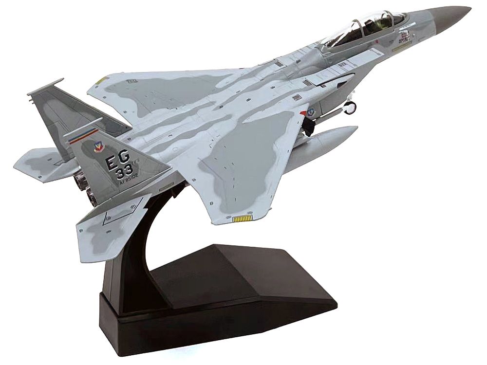 McDonnell Douglas F-15C Eagle Aircraft "MiG Killer Gulf Spirit 58th Tactical Fighter Squadron 33rd Tactical Fighter Wing Desert Storm" (1991) United States Air Force 1/100 Diecast Model Airplane view 4