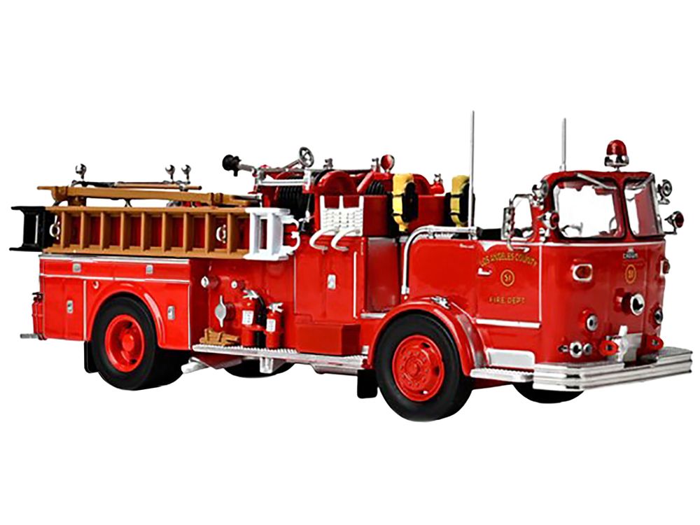 1965 Crown Firecoach Fire Engine "Los Angeles County Fire Department" LA County FD (LACFD) "Emergency!" Series Limited Edition to 2500 pieces Worldwide 1/50 Diecast Model by Iconic Replicas view 2