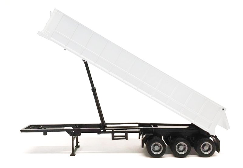3-Axle Dump Trailer White 1/87 (HO) Plastic Model by Promotex view 2