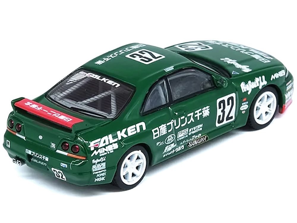 Nissan Skyline GT-R (R33) RHD (Right Hand Drive) #32 "Prince Chiba Falken" N1 Super Endurance Series "Tokachi 24 Hours" (1996) 1/64 Diecast Model Car by Inno Models view 2