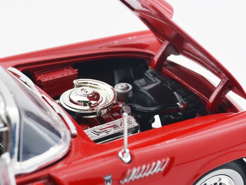 1956 Ford Thunderbird Hardtop Red with White Top "American Classics" 1/18 Diecast Model Car by Motormax view 3