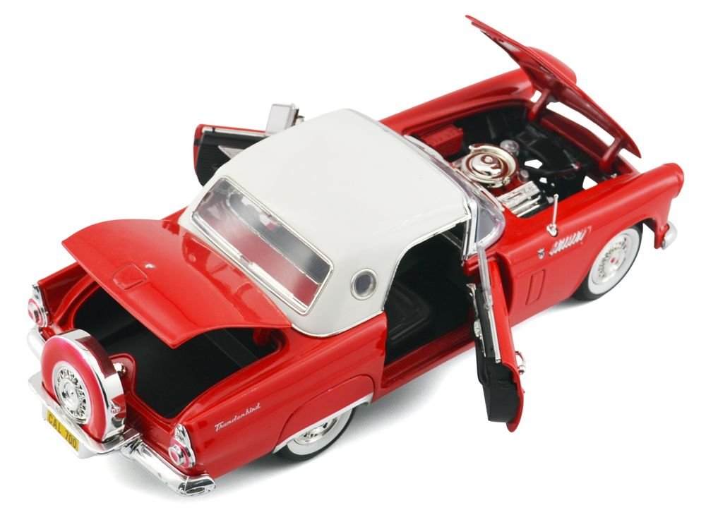1956 Ford Thunderbird Hardtop Red with White Top "American Classics" 1/18 Diecast Model Car by Motormax view 5