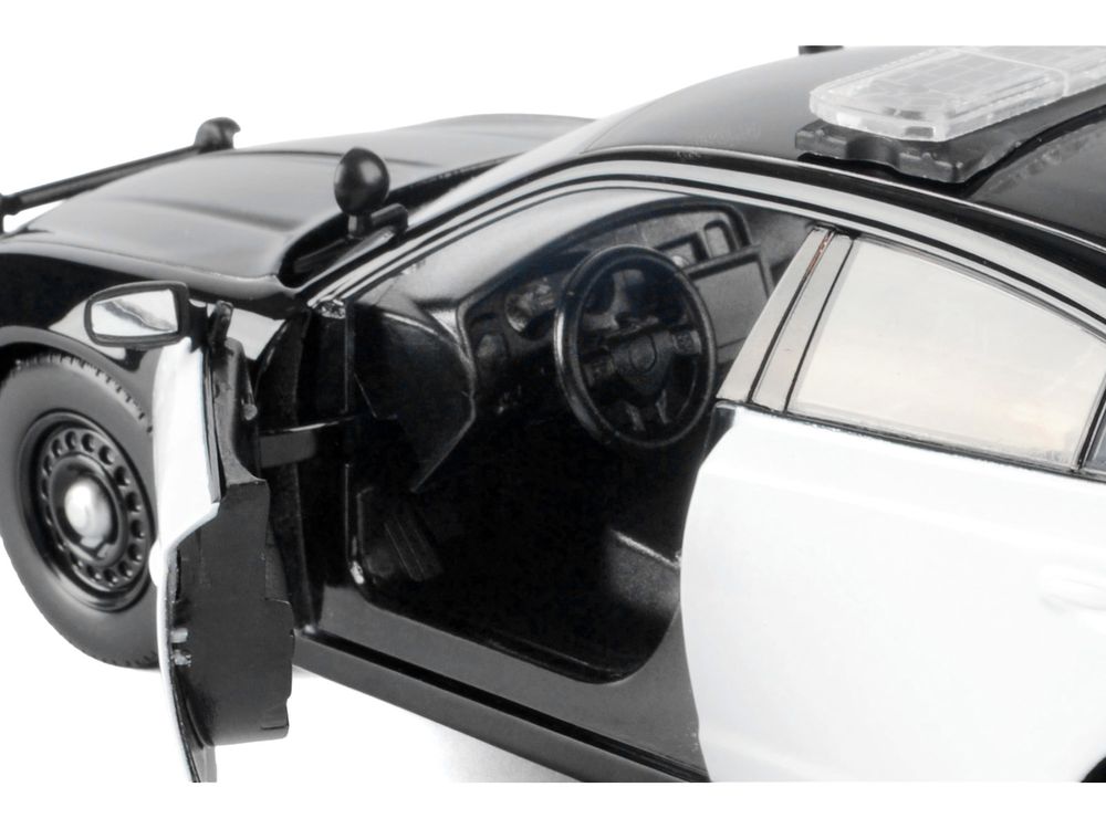 2023 Dodge Charger Pursuit Police Car Black and White "Law Enforcement and Public Service" Series 1/24 Diecast Model Car by Motormax view 2