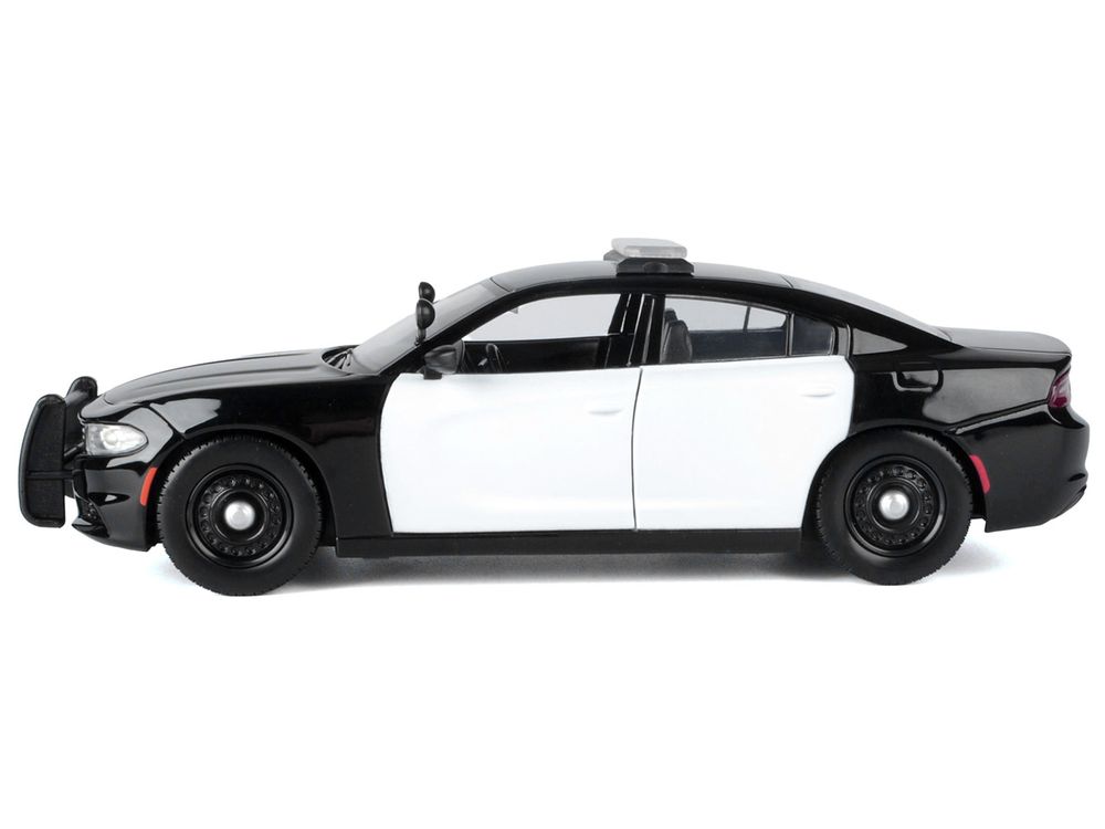 2023 Dodge Charger Pursuit Police Car Black and White "Law Enforcement and Public Service" Series 1/24 Diecast Model Car by Motormax view 3