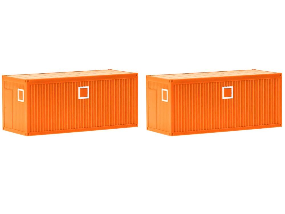 Mobile Offices Orange Set of 2 pieces 1/87 (HO) Plastic Model by Herpa view 2