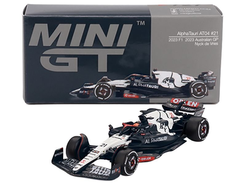 AlphaTauri AT04 #21 Nyck de Vries Formula One F1 "Australian GP" (2023) Limited Edition 1/64 Diecast Model Car by Mini GT view 4